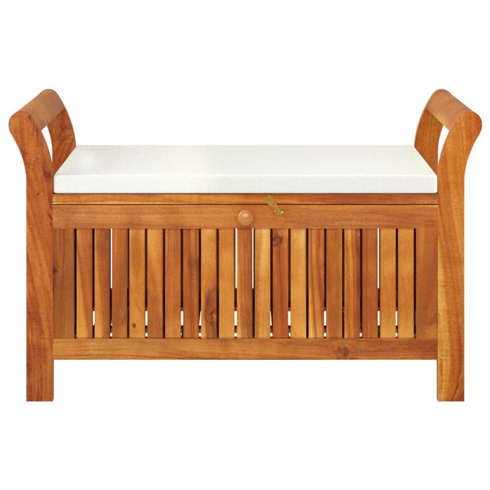 Patio Storage Bench with Cushion 35.8" Solid Wood Acacia. Picture 4