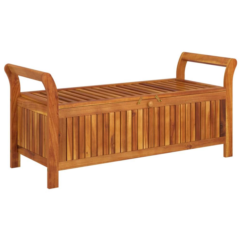 Patio Storage Bench with Cushion 49.6" Solid Wood Acacia. Picture 2