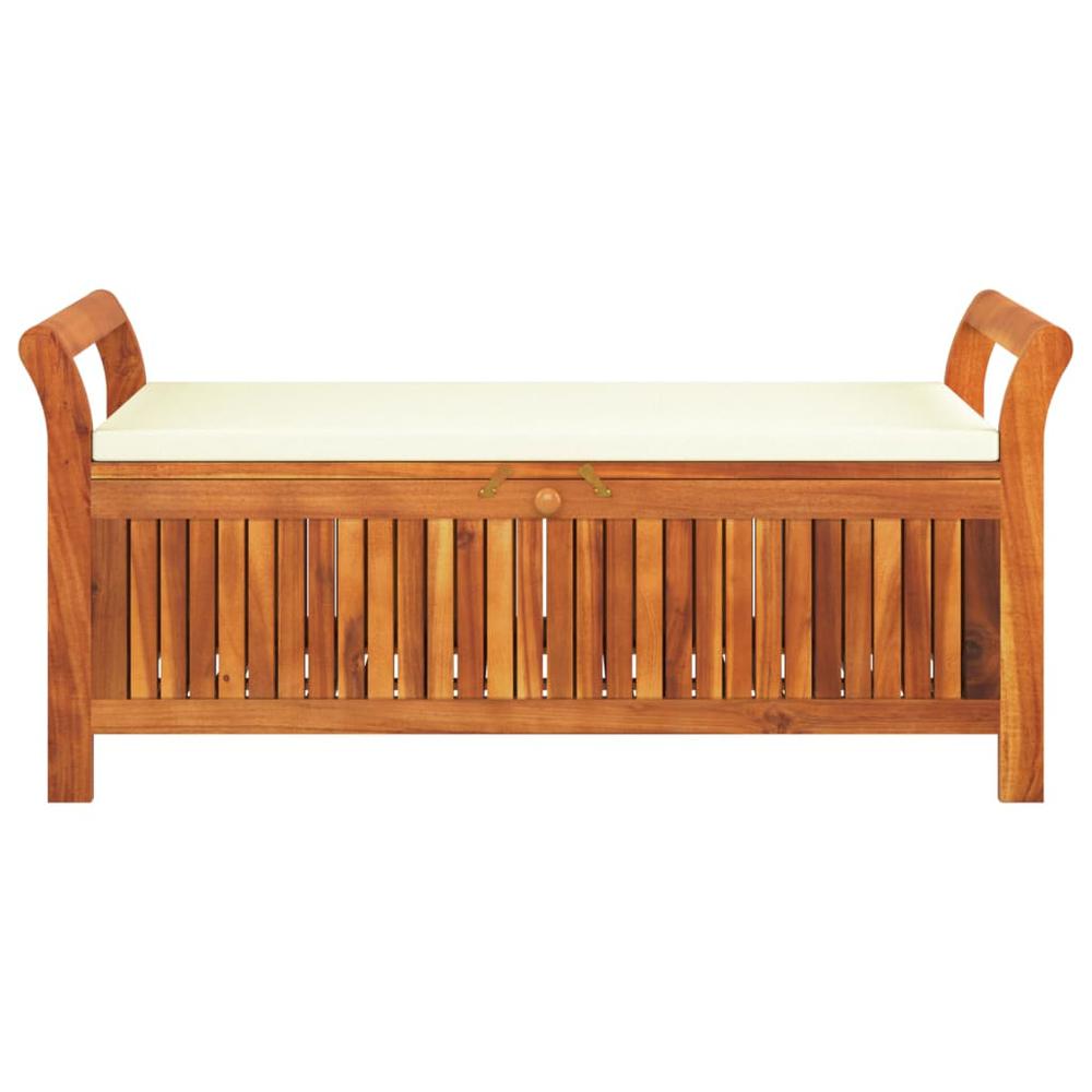Patio Storage Bench with Cushion 49.6" Solid Wood Acacia. Picture 4
