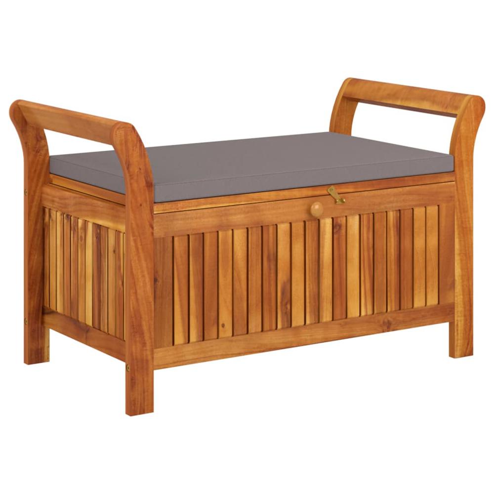 Patio Storage Bench with Cushion 35.8" Solid Wood Acacia. Picture 1