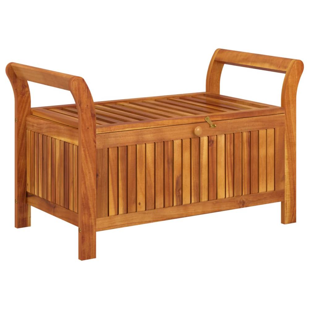 Patio Storage Bench with Cushion 35.8" Solid Wood Acacia. Picture 2