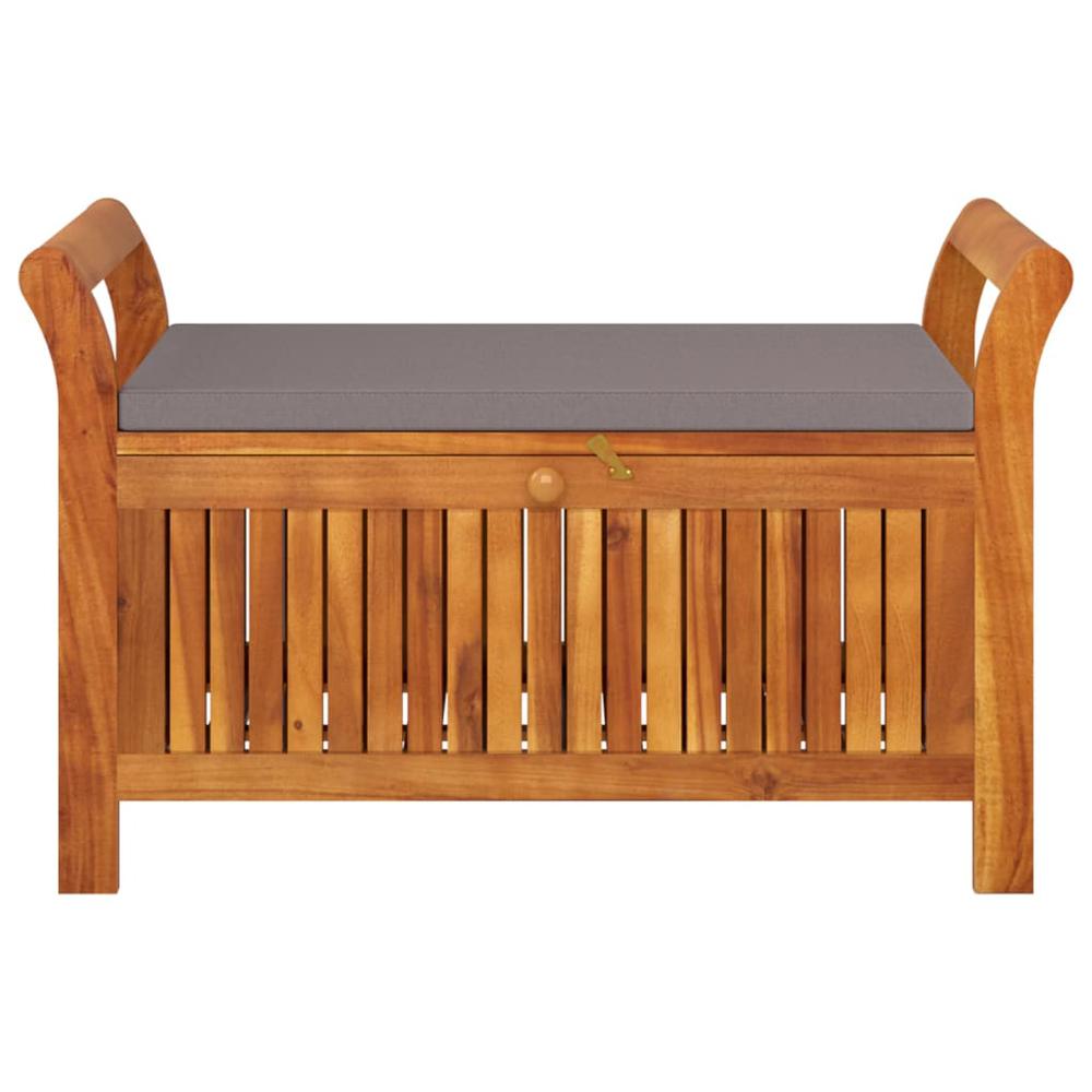 Patio Storage Bench with Cushion 35.8" Solid Wood Acacia. Picture 4