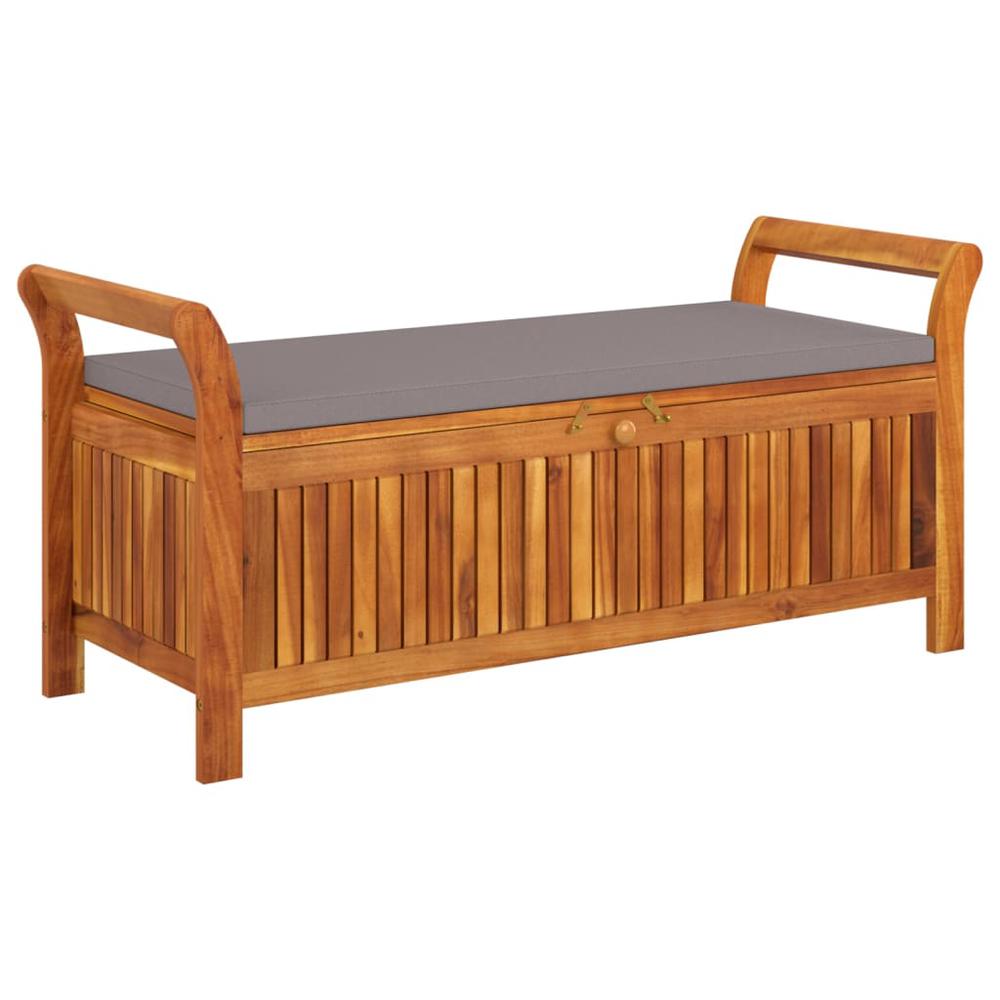 Patio Storage Bench with Cushion 49.6" Solid Wood Acacia. Picture 1
