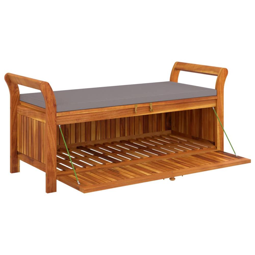 Patio Storage Bench with Cushion 49.6" Solid Wood Acacia. Picture 3