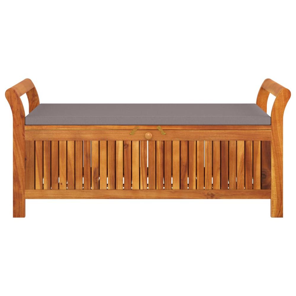 Patio Storage Bench with Cushion 49.6" Solid Wood Acacia. Picture 4