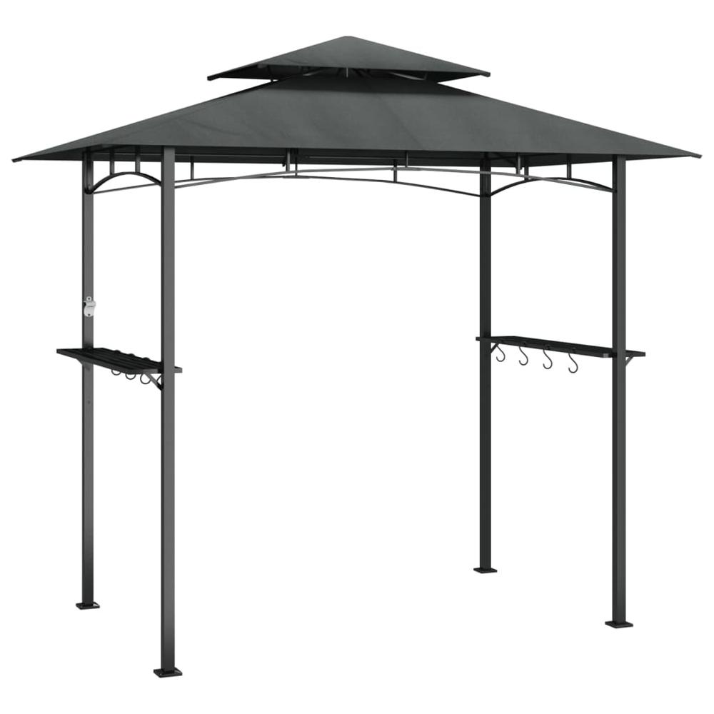 BBQ Gazebo with Side Shelves Anthracite 94.5"x59.1"x95.7" Steel. Picture 1