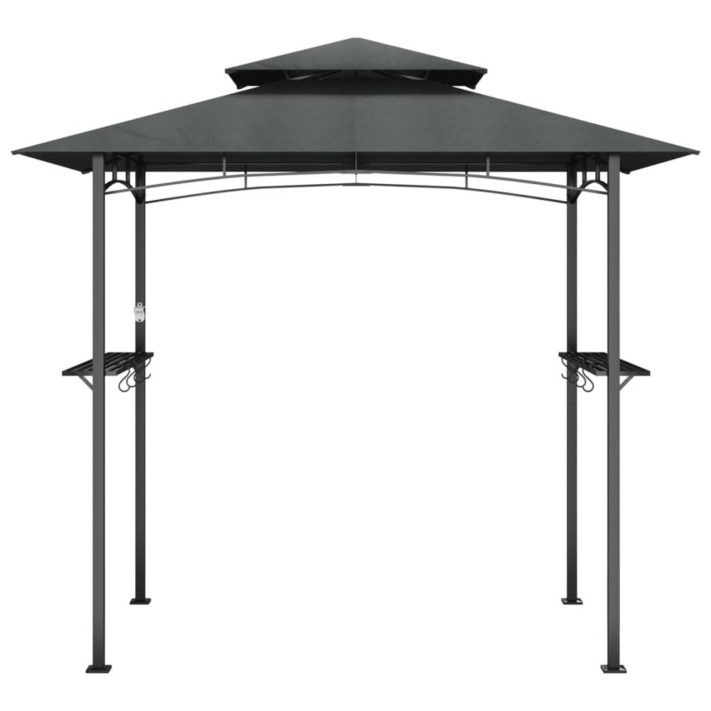 BBQ Gazebo with Side Shelves Anthracite 94.5"x59.1"x95.7" Steel. Picture 2