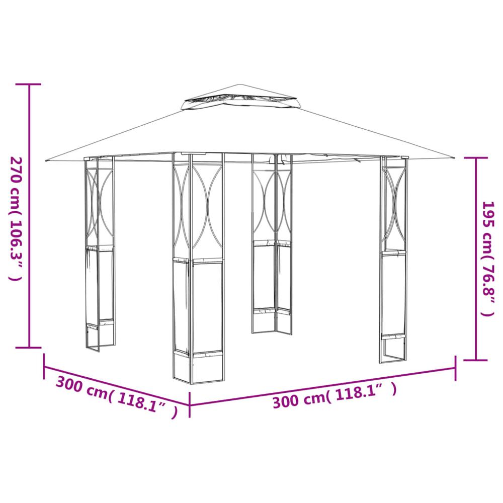Gazebo with Roof Anthracite 118.1"x118.1"x106.3" Steel. Picture 6