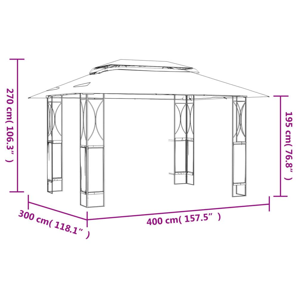 Gazebo with Roof Anthracite 157.5"x118.1"x106.3" Steel. Picture 6