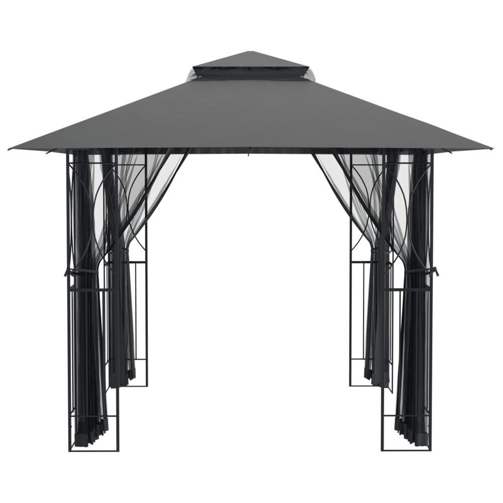 Gazebo with Sidewalls Anthracite 118.1"x118.1"x106.3" Steel. Picture 3