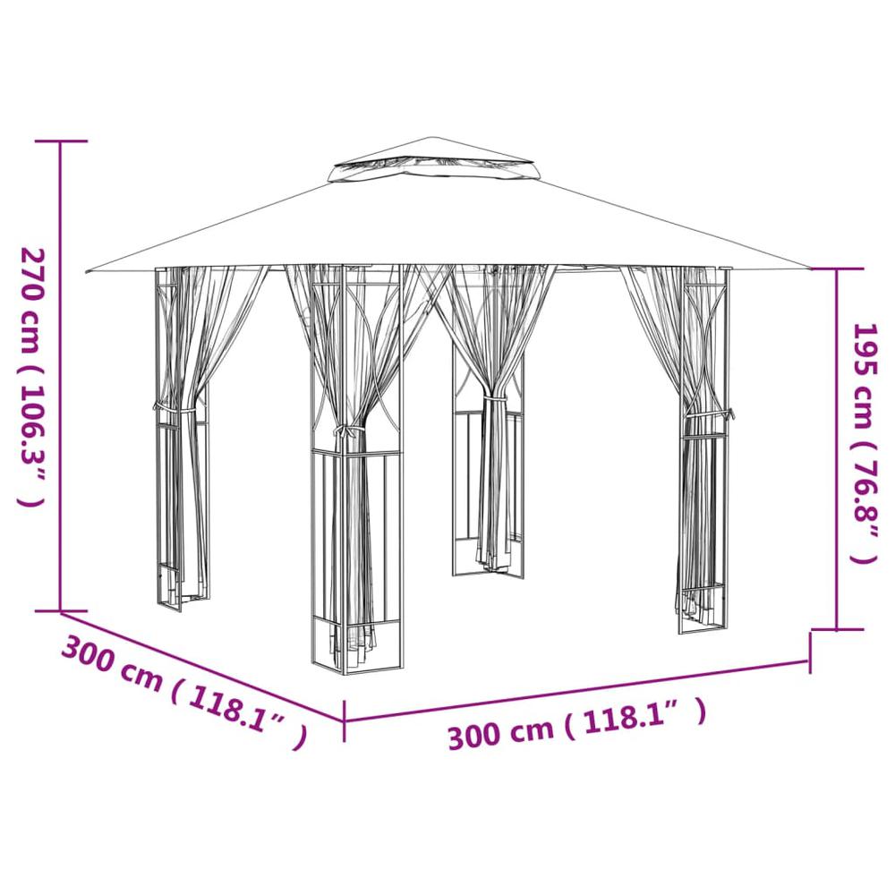 Gazebo with Sidewalls Anthracite 118.1"x118.1"x106.3" Steel. Picture 7