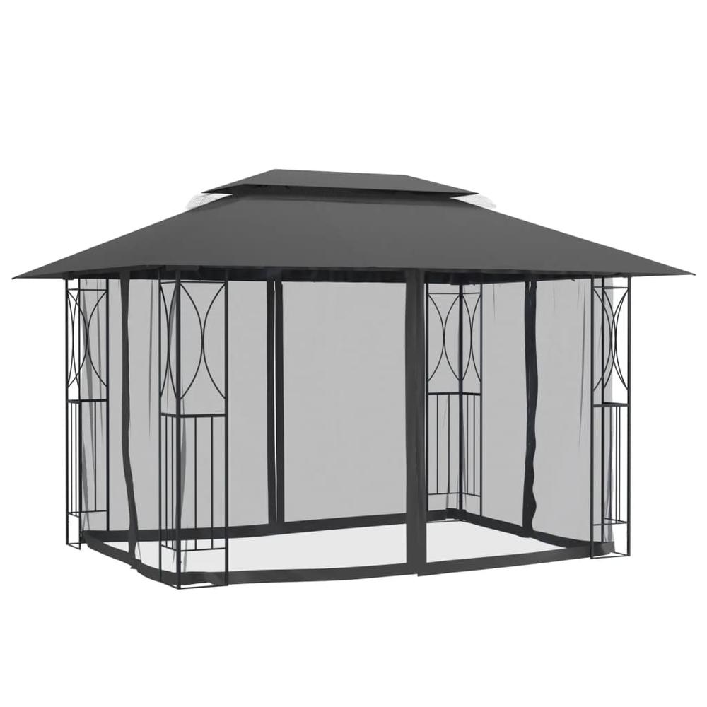 Gazebo with Sidewalls Anthracite 157.5"x118.1"x106.3" Steel. Picture 2