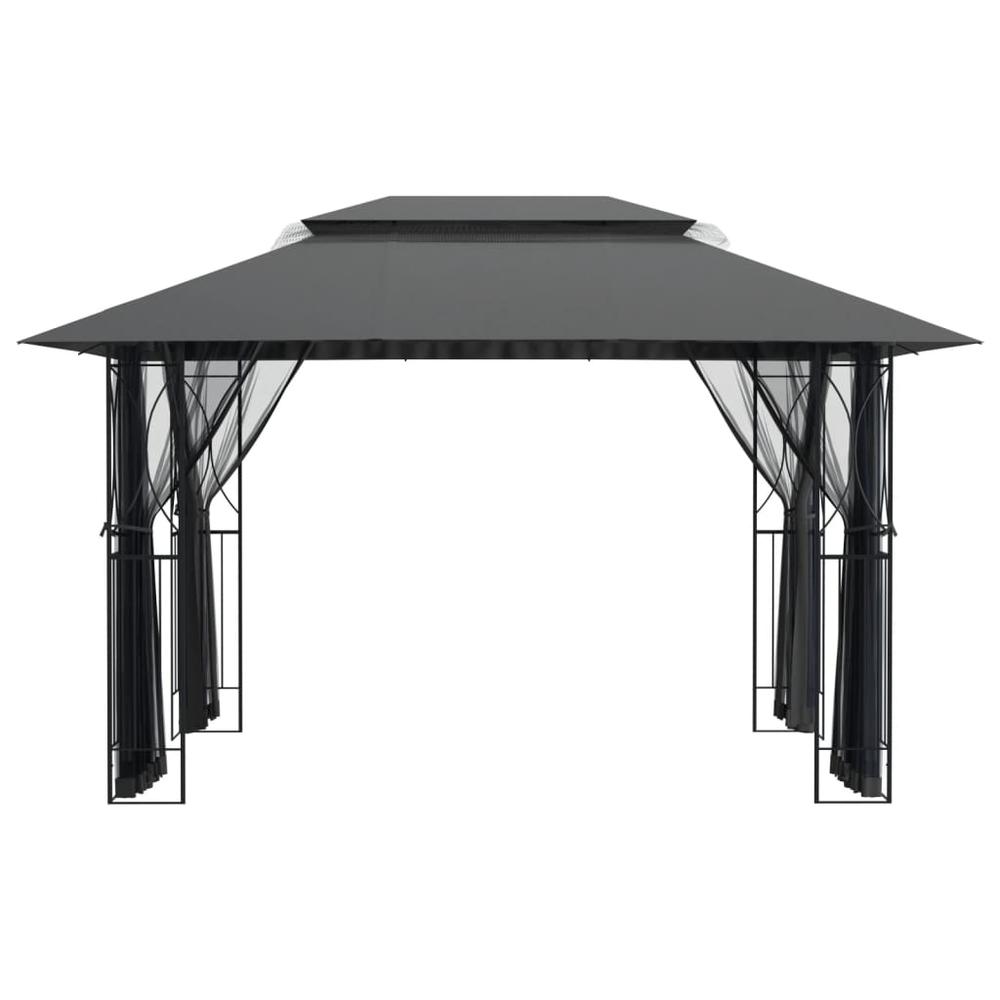 Gazebo with Sidewalls Anthracite 157.5"x118.1"x106.3" Steel. Picture 3