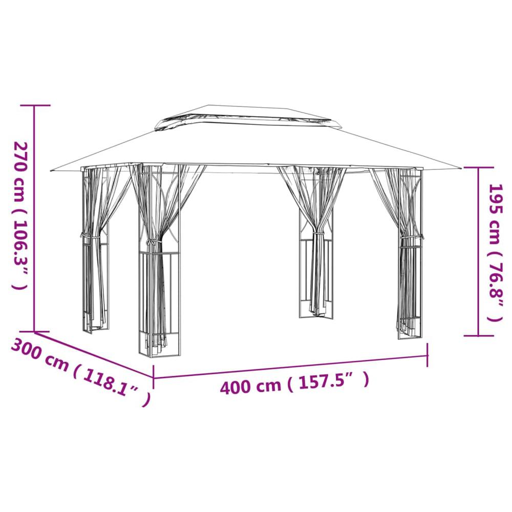 Gazebo with Sidewalls Anthracite 157.5"x118.1"x106.3" Steel. Picture 7