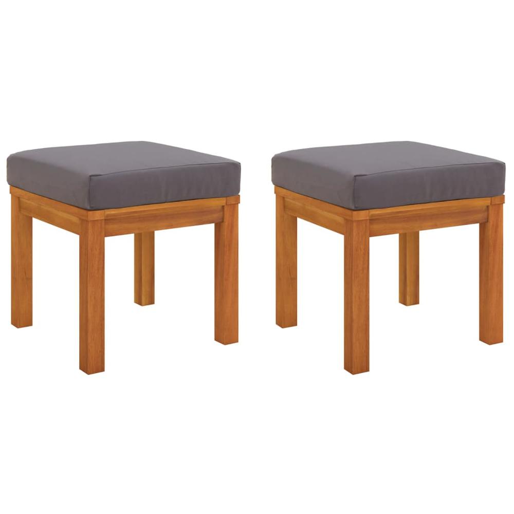 Patio Stools with Cushions 2 pcs 15.7"x15.7"x16.5" Solid Wood Acacia. Picture 1