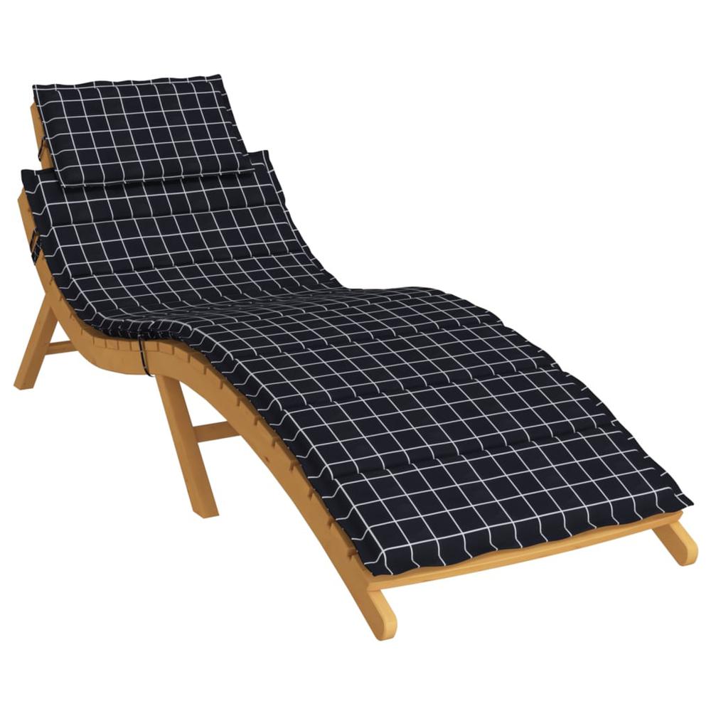 Sun Lounger Cushion Black Check Pattern Oxford Fabric. Picture 2