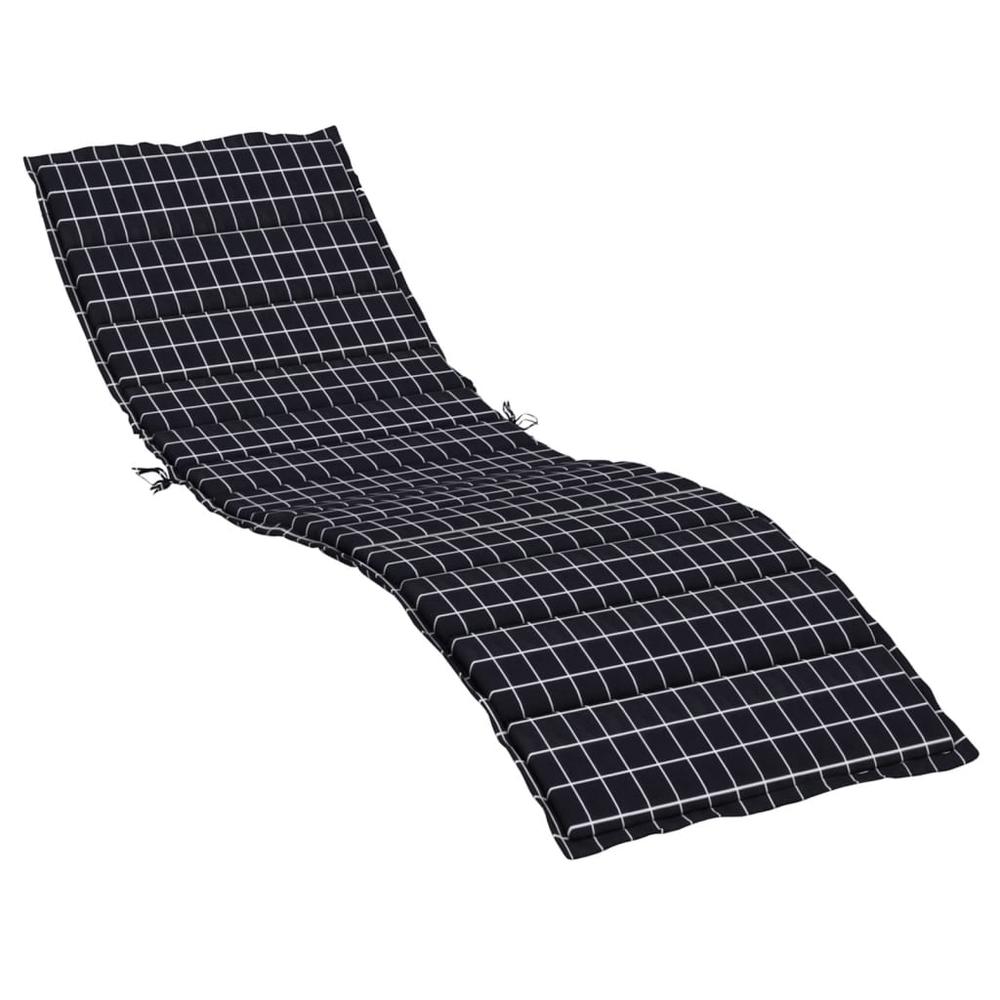 Sun Lounger Cushion Black Check Pattern Oxford Fabric. Picture 1