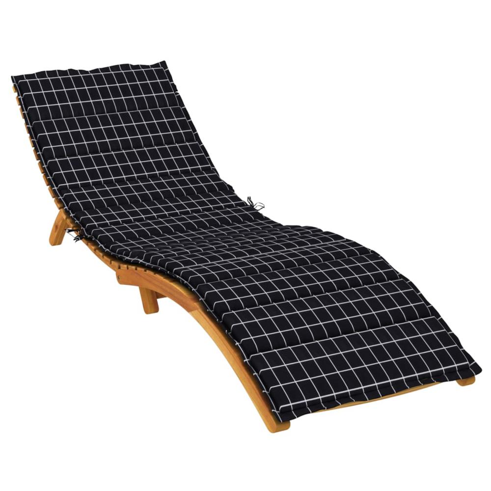 Sun Lounger Cushion Black Check Pattern Oxford Fabric. Picture 2