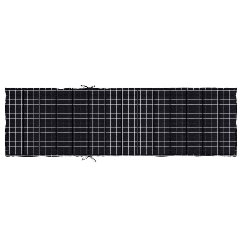 Sun Lounger Cushion Black Check Pattern Oxford Fabric. Picture 4
