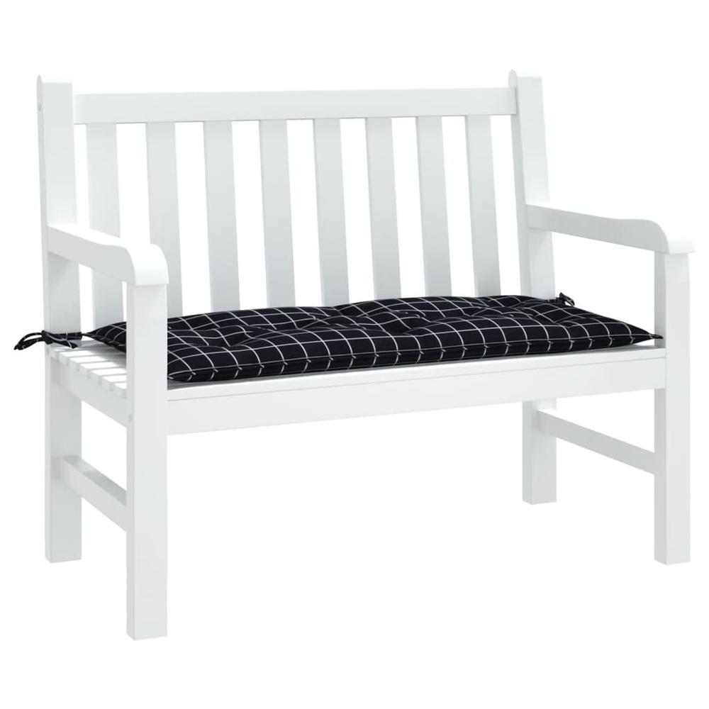 Garden Bench Cushion Black Check Pattern 39.4"x19.7"x2.8" Oxford Fabric. Picture 2