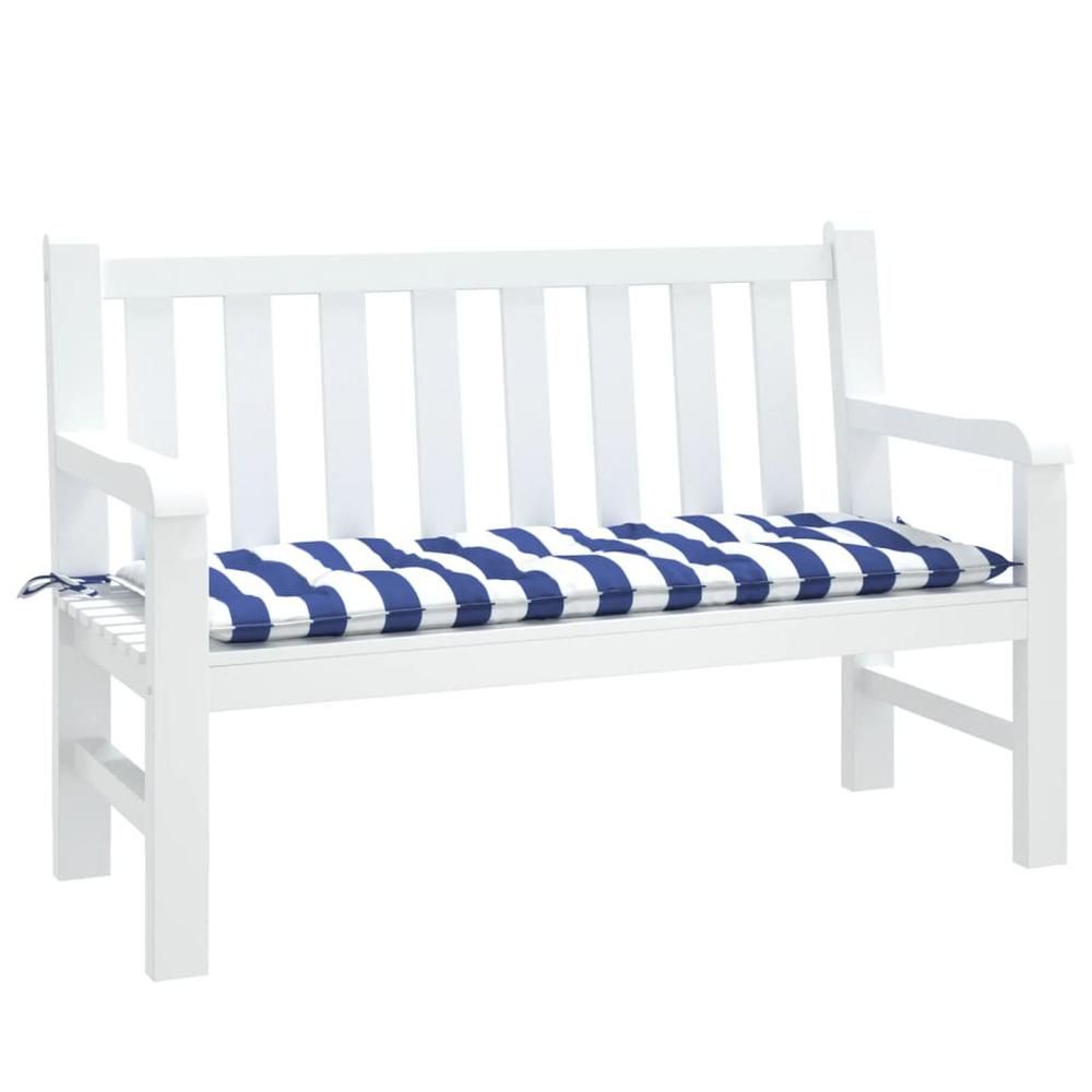 Garden Bench Cushion Blue&White Stripe 47.2"x19.7"x2.8" Fabric. Picture 2