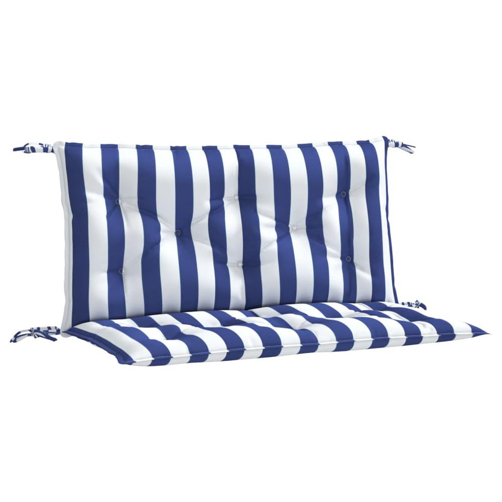 Garden Bench Cushions 2pcs Blue&White Stripe 39.4"x19.7"x2.8" Fabric. Picture 1