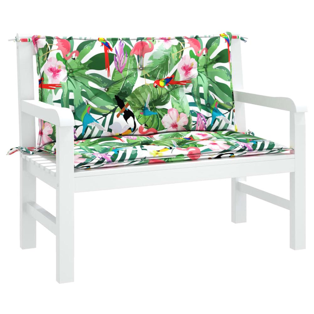 Garden Bench Cushions 2pcs Multicolor 39.4"x19.7"x2.8" Fabric. Picture 2