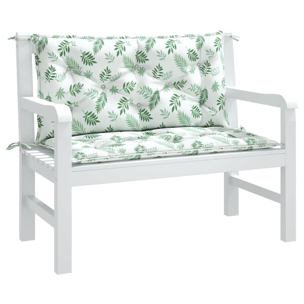 Garden Bench Cushions 2pcs Leaf Pattern 39.4"x19.7"x2.8" Fabric. Picture 2
