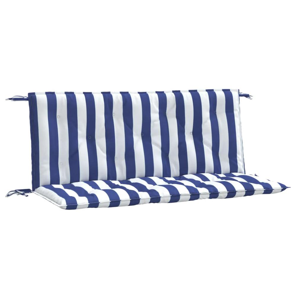 Garden Bench Cushions 2pcs Blue&White Stripe 47.2"x19.7"x2.8" Fabric. Picture 1