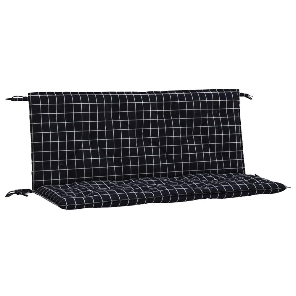Garden Bench Cushions 2pcs Black Check Pattern 47.2"x19.7"x2.8" Fabric. Picture 1