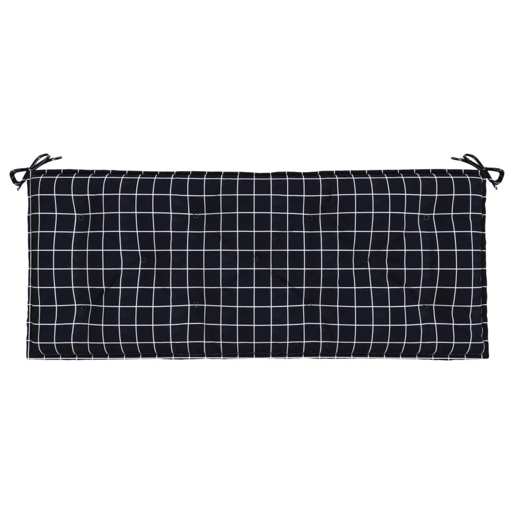 Garden Bench Cushions 2pcs Black Check Pattern 47.2"x19.7"x2.8" Fabric. Picture 4