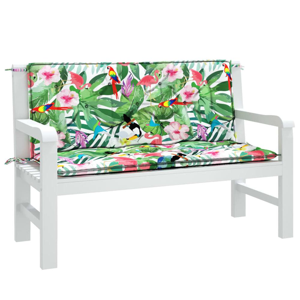 Garden Bench Cushions 2pcs Multicolor 47.2"x19.7"x2.8" Fabric. Picture 2
