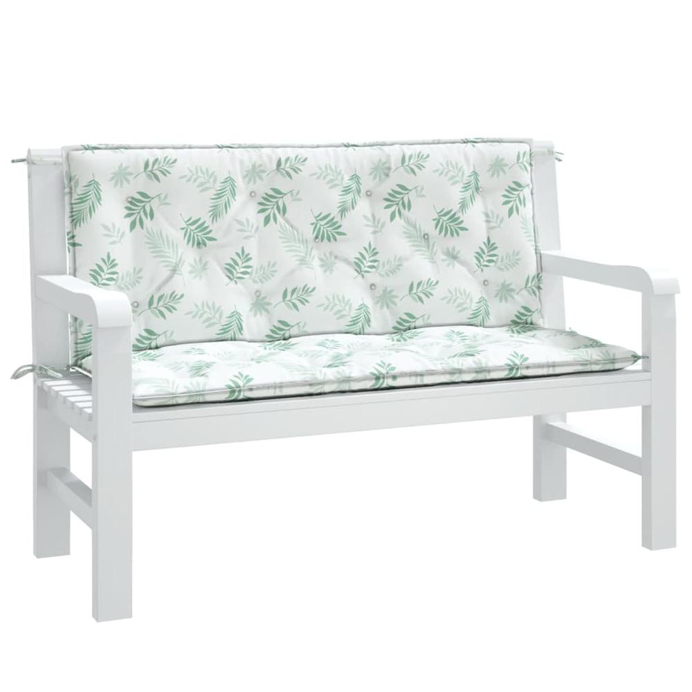 Garden Bench Cushions 2pcs Leaf Pattern 47.2"x19.7"x2.8" Fabric. Picture 2