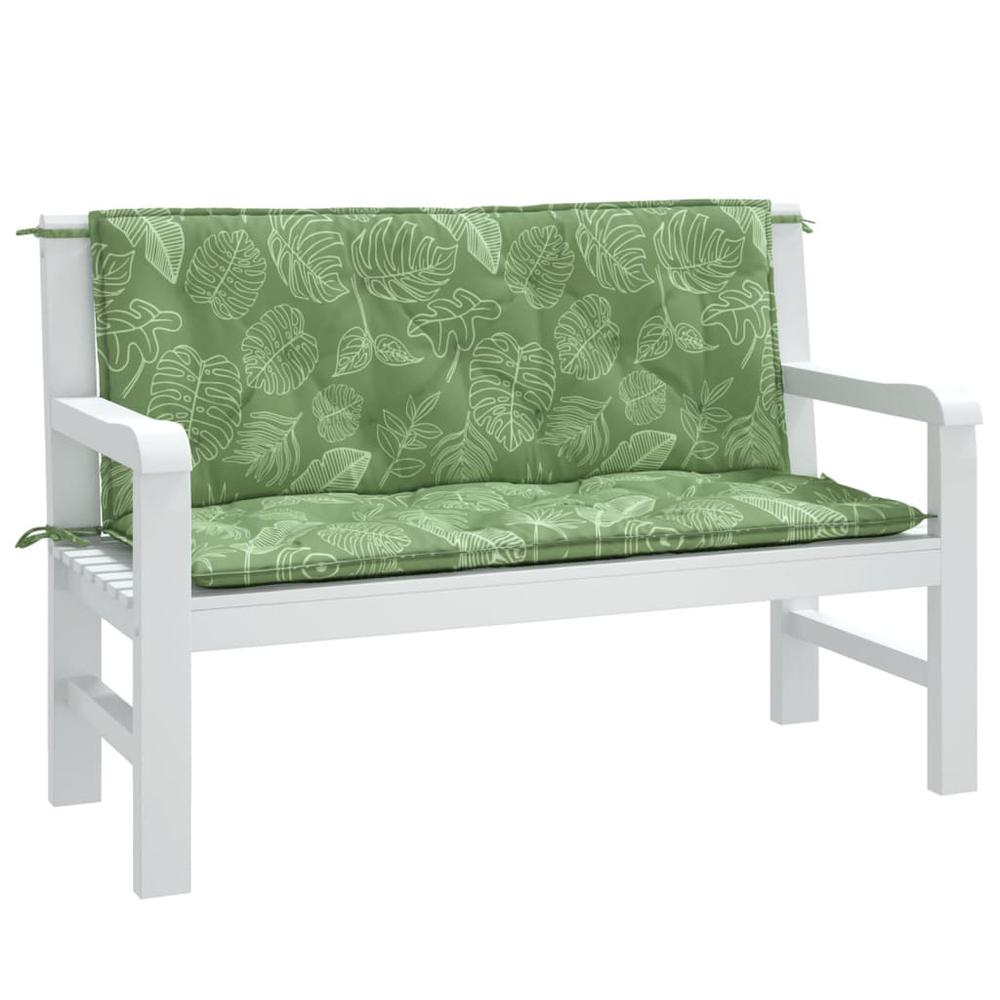 Garden Bench Cushions 2pcs Leaf Pattern 47.2"x19.7"x2.8" Fabric. Picture 2