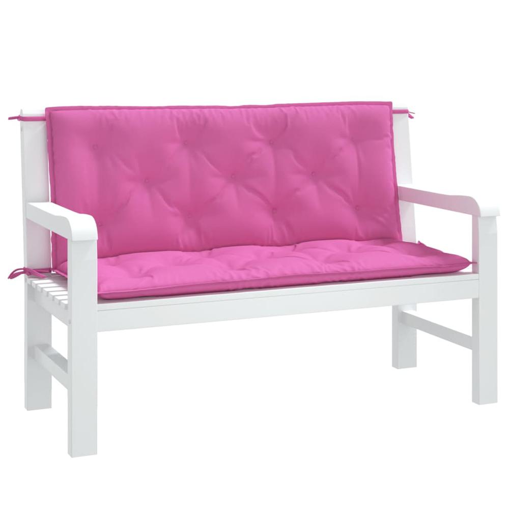 Garden Bench Cushions 2pcs Pink 47.2"x19.7"x2.8" Fabric. Picture 2