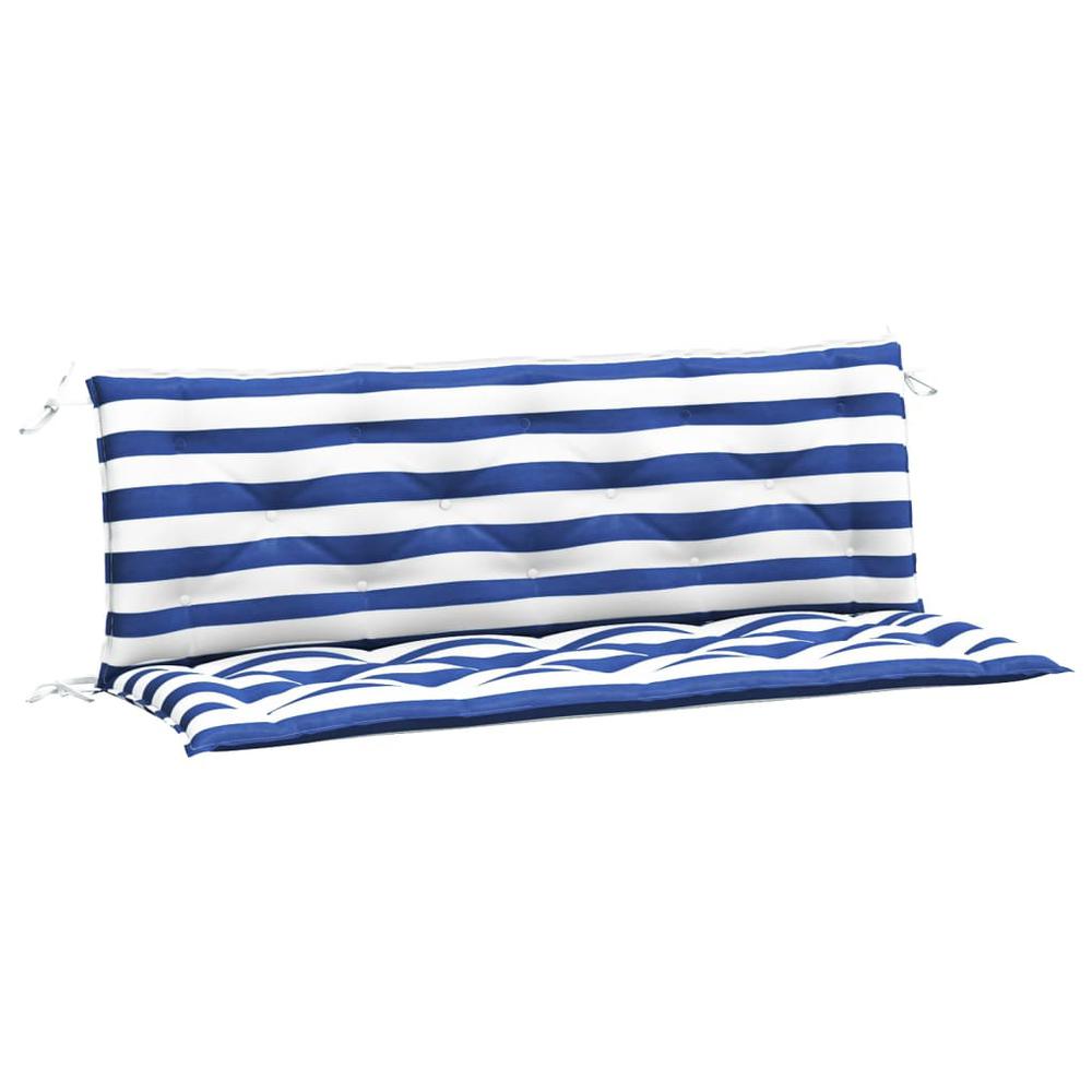 Garden Bench Cushions 2pcs Blue&White Stripe 59.1"x19.7"x2.8" Fabric. Picture 1