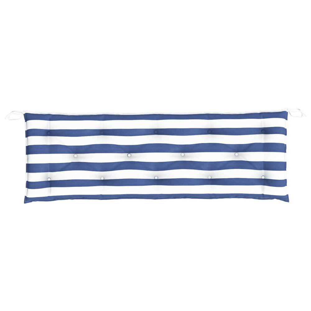 Garden Bench Cushions 2pcs Blue&White Stripe 59.1"x19.7"x2.8" Fabric. Picture 4