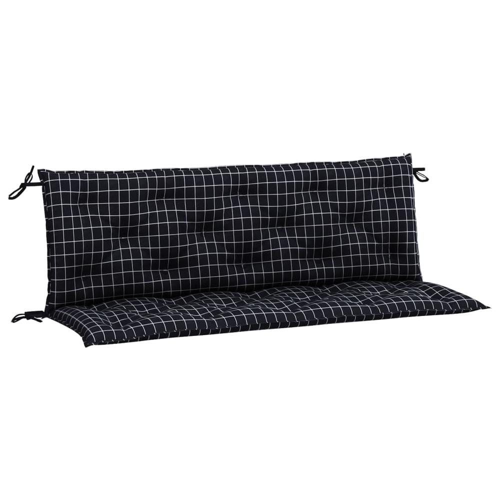 Garden Bench Cushions 2pcs Black Check Pattern 59.1"x19.7"x2.8" Fabric. Picture 1