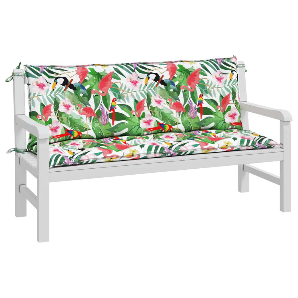 Garden Bench Cushions 2pcs Multicolor 59.1"x19.7"x2.8" Fabric. Picture 2