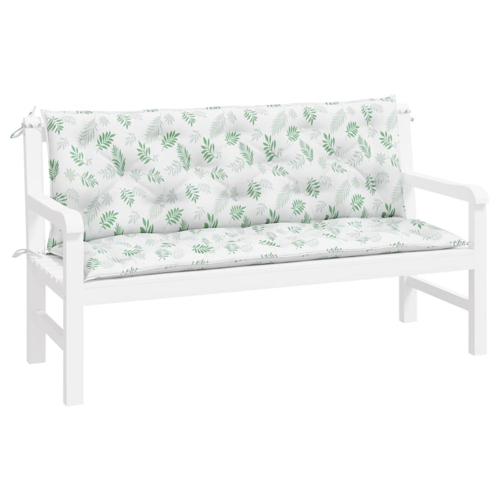 Garden Bench Cushions 2pcs Leaf Pattern 59.1"x19.7"x2.8" Fabric. Picture 2