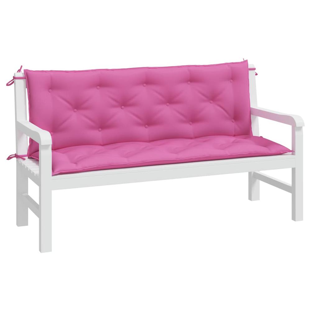 Garden Bench Cushions 2pcs Pink 59.1"x19.7"x2.8" Fabric. Picture 2
