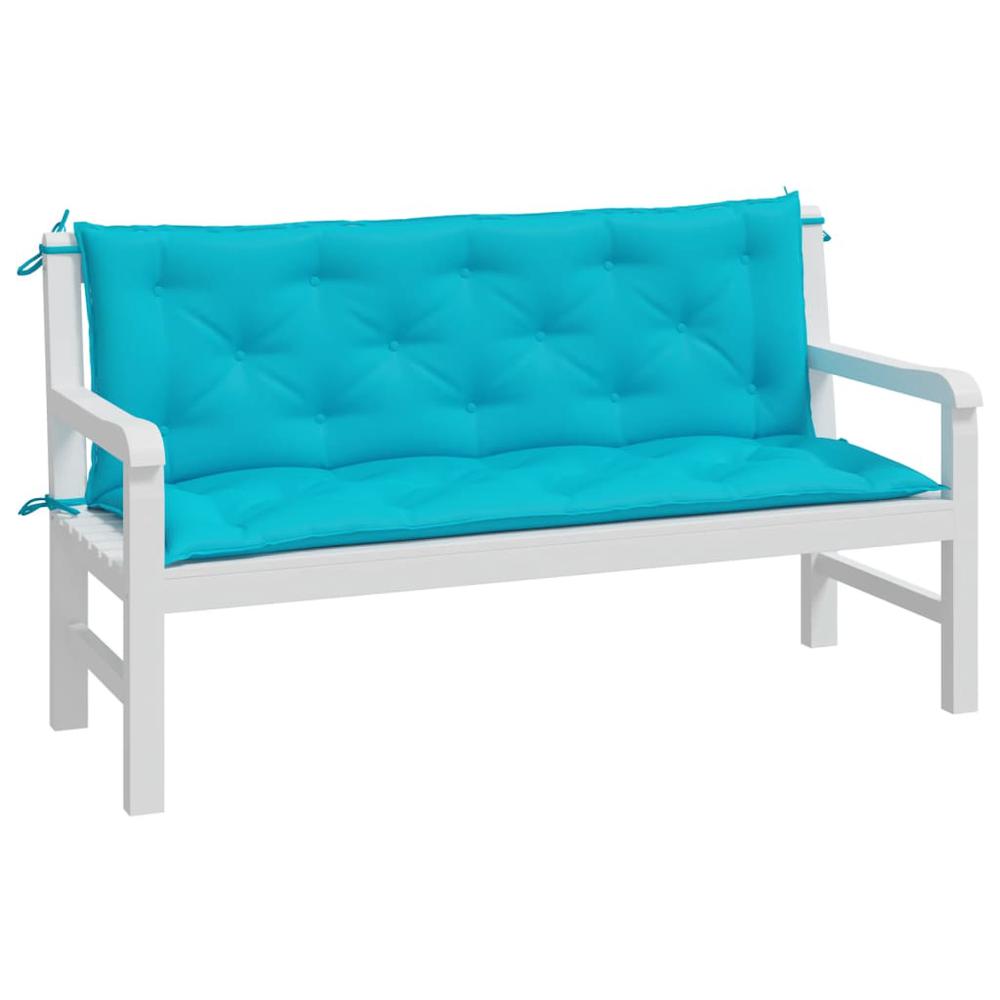Garden Bench Cushions 2pcs Turquoise 59.1"x19.7"x2.8" Fabric. Picture 2