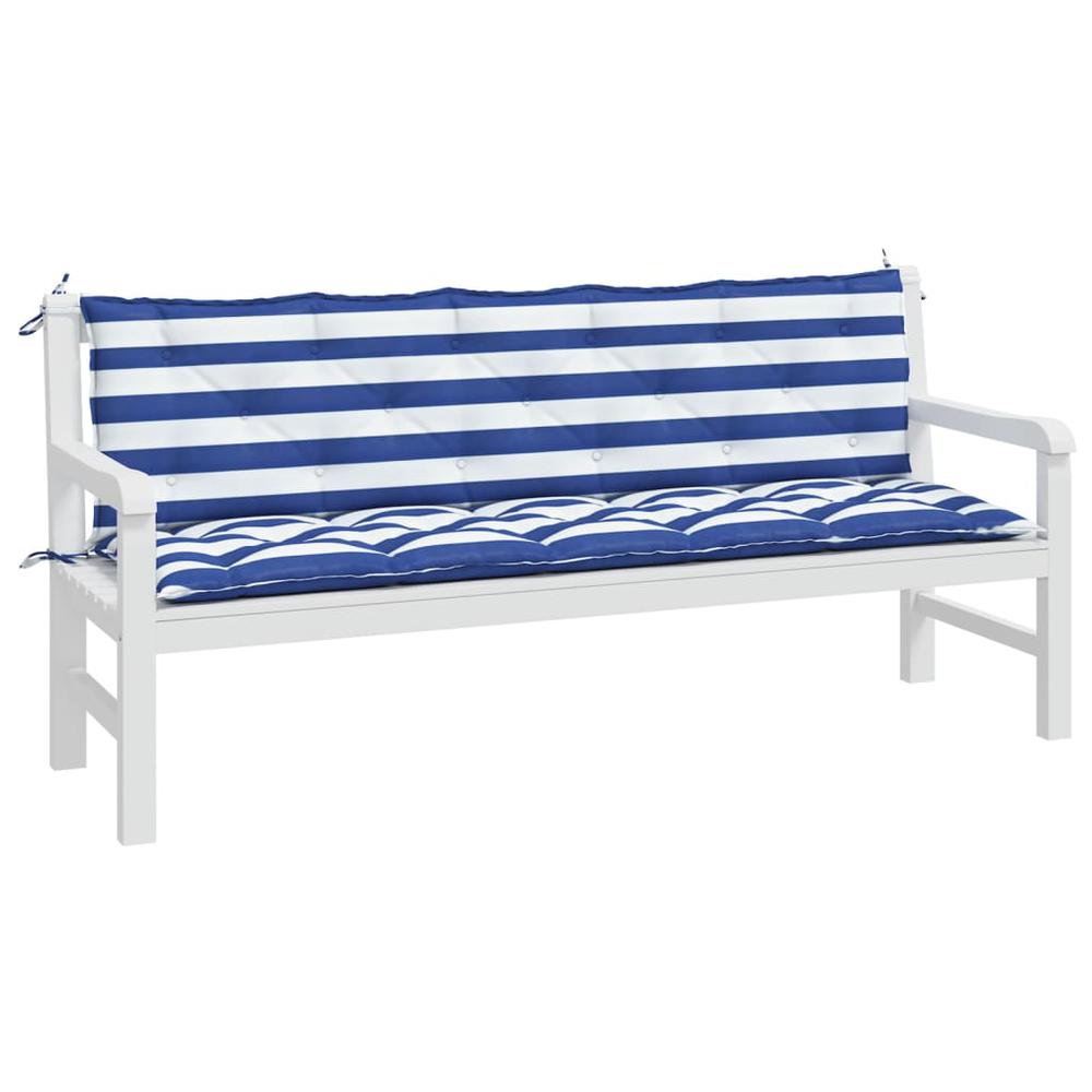 Garden Bench Cushions 2 pcs Blue&White Stripe Oxford Fabric. Picture 2