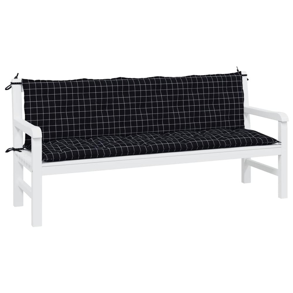 Garden Bench Cushions 2 pcs Black Check Pattern Oxford Fabric. Picture 2