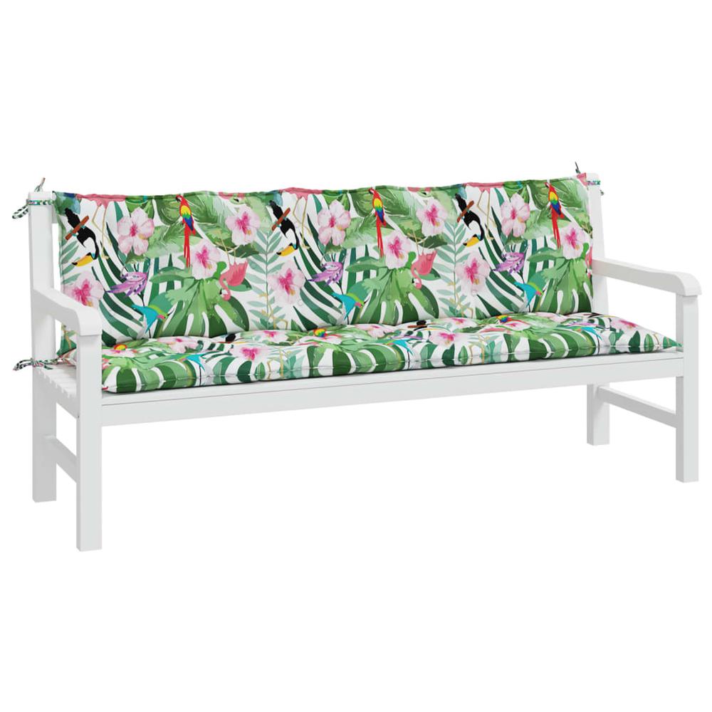 Garden Bench Cushions 2 pcs Multicolor Oxford Fabric. Picture 2