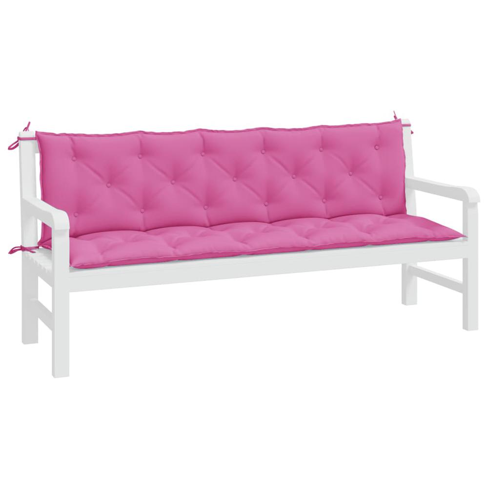 Garden Bench Cushions 2 pcs Pink Oxford Fabric. Picture 2