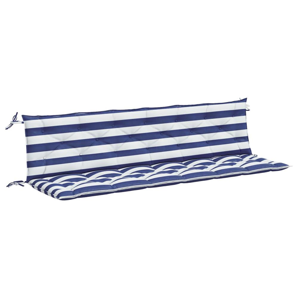 Garden Bench Cushions 2pcs Blue&White Stripe 78.7"x19.7"x2.8" Fabric. Picture 1