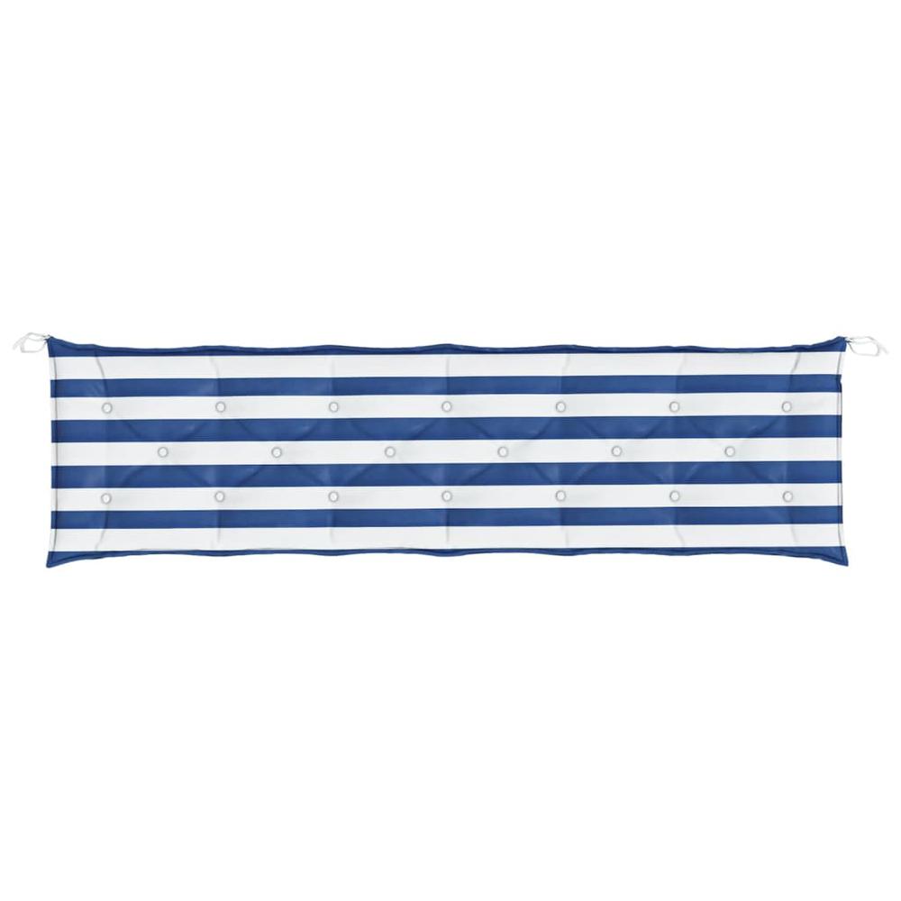 Garden Bench Cushions 2pcs Blue&White Stripe 78.7"x19.7"x2.8" Fabric. Picture 4