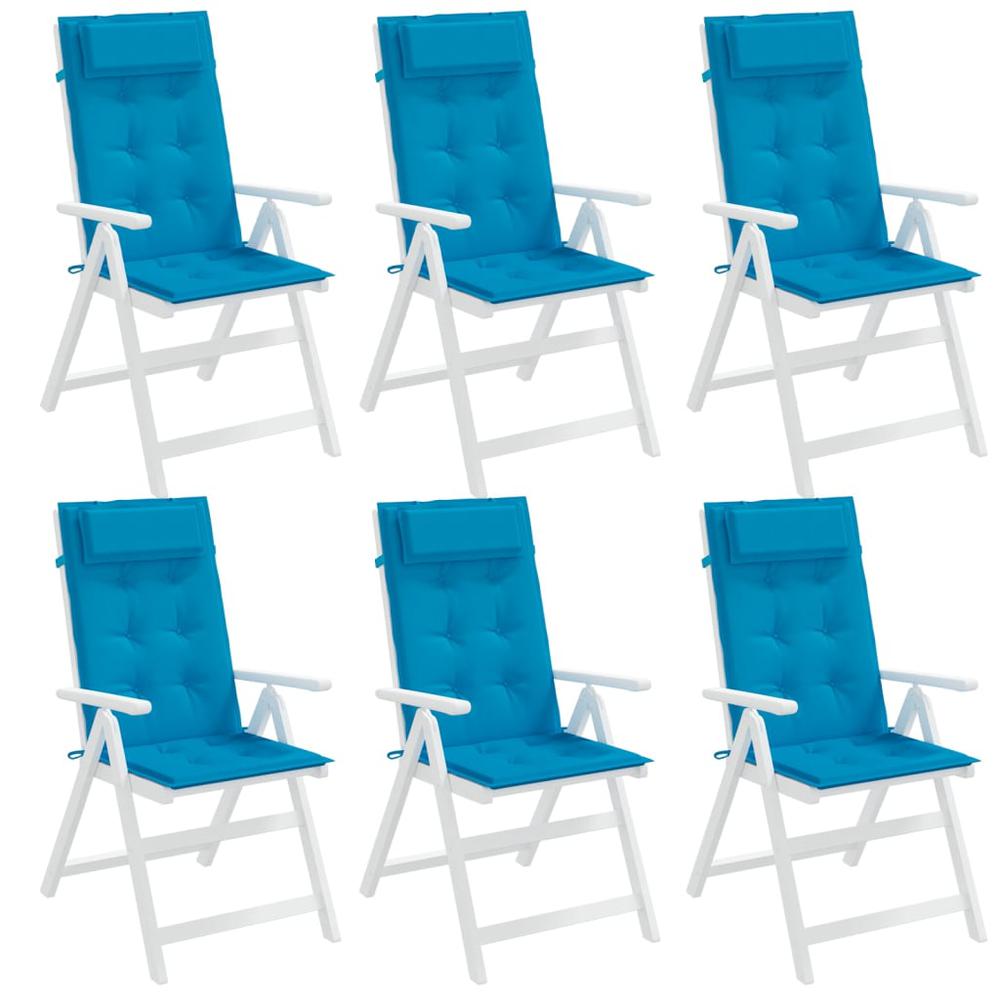Highback Chair Cushions 6 pcs Light Blue Oxford Fabric. Picture 3