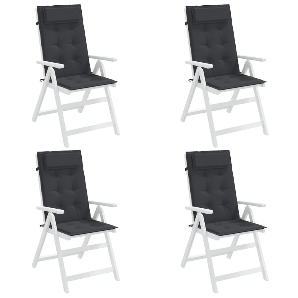 Highback Chair Cushions 4 pcs Black Oxford Fabric. Picture 3